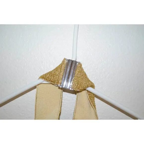 Herve Leger Gold Knit Halter Maxi Gown Size Large - Picture 10 of 11